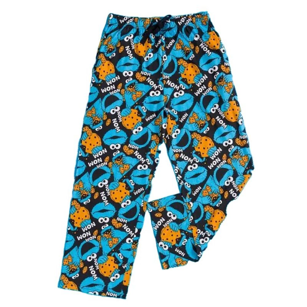 Sesame Street Mens All-Over Print Cookie Monster Lounge Pants / Blue